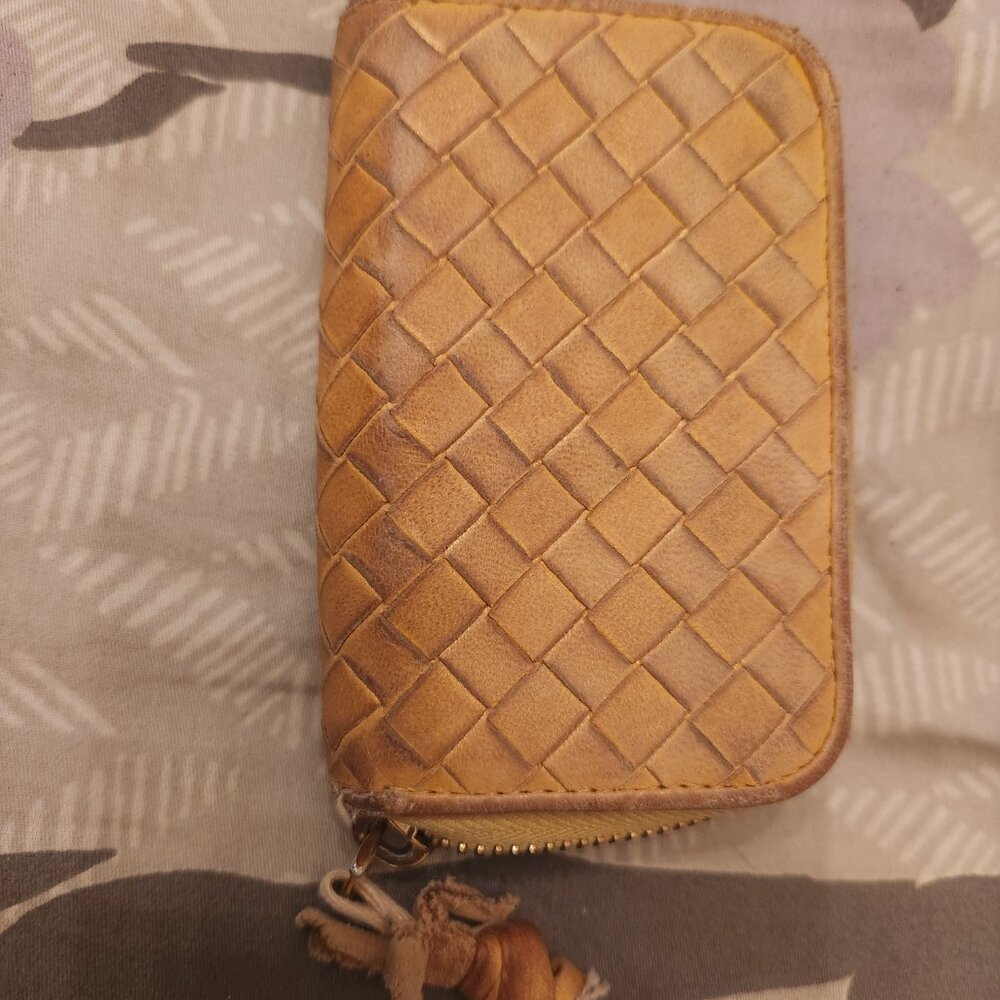Bottega Veneta Rehab Leather Intrecciato Card case/Small Wallet - Yellow - Picture 2 of 4